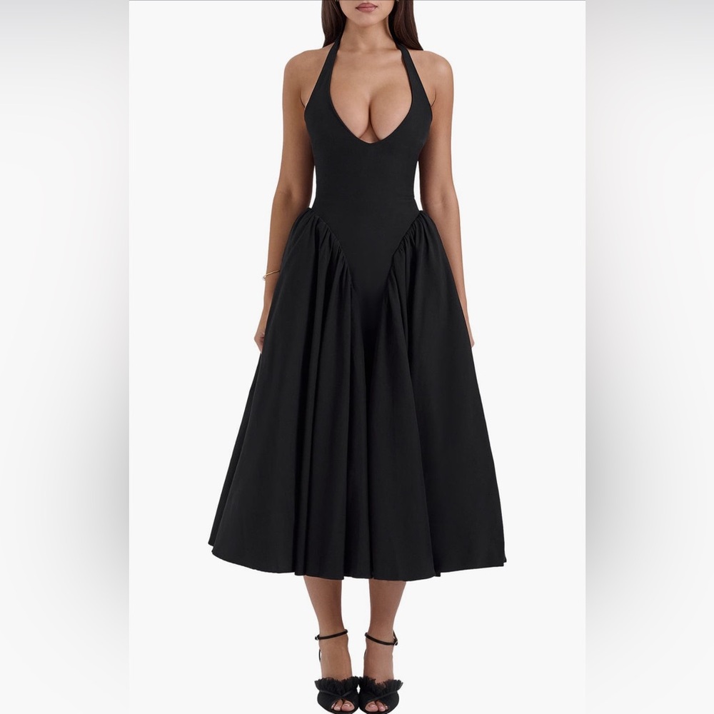 HOUSE OF CB Marilyn Gingham Halter
Midi Sundress black